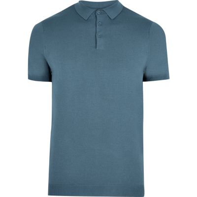 Blue slim fit polo shirt